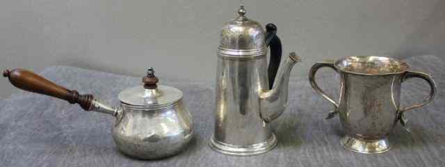 Appraisal: Lot of Sterling Items Includes a wood handled tea pot