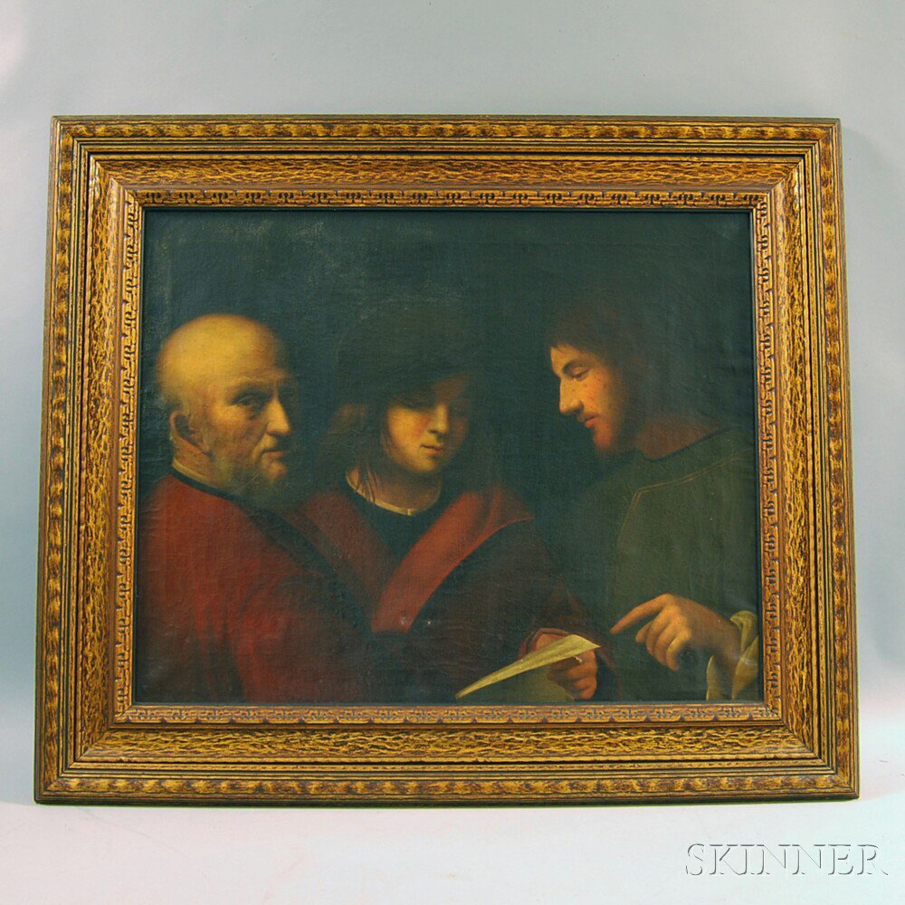 Appraisal: Italian School th Century Style Three Gentleman Oil on canvas