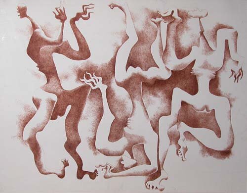 Appraisal: Breakdancers Series Sepia Gospel Singers Sepia Ink on Paper Mixed