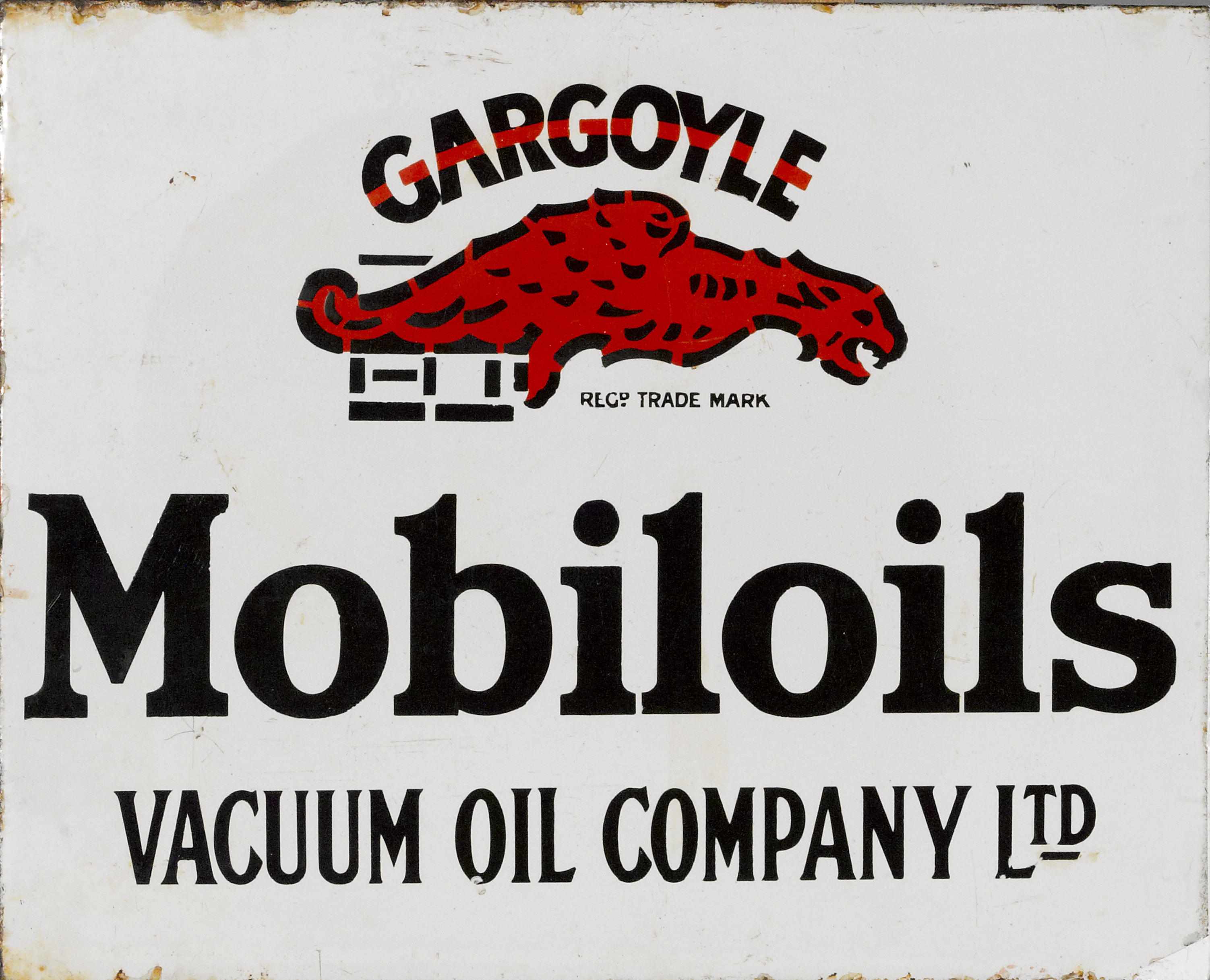 Appraisal: A Mobiloil Gargoyle flange sign s multi-colored porcelain enamel sign