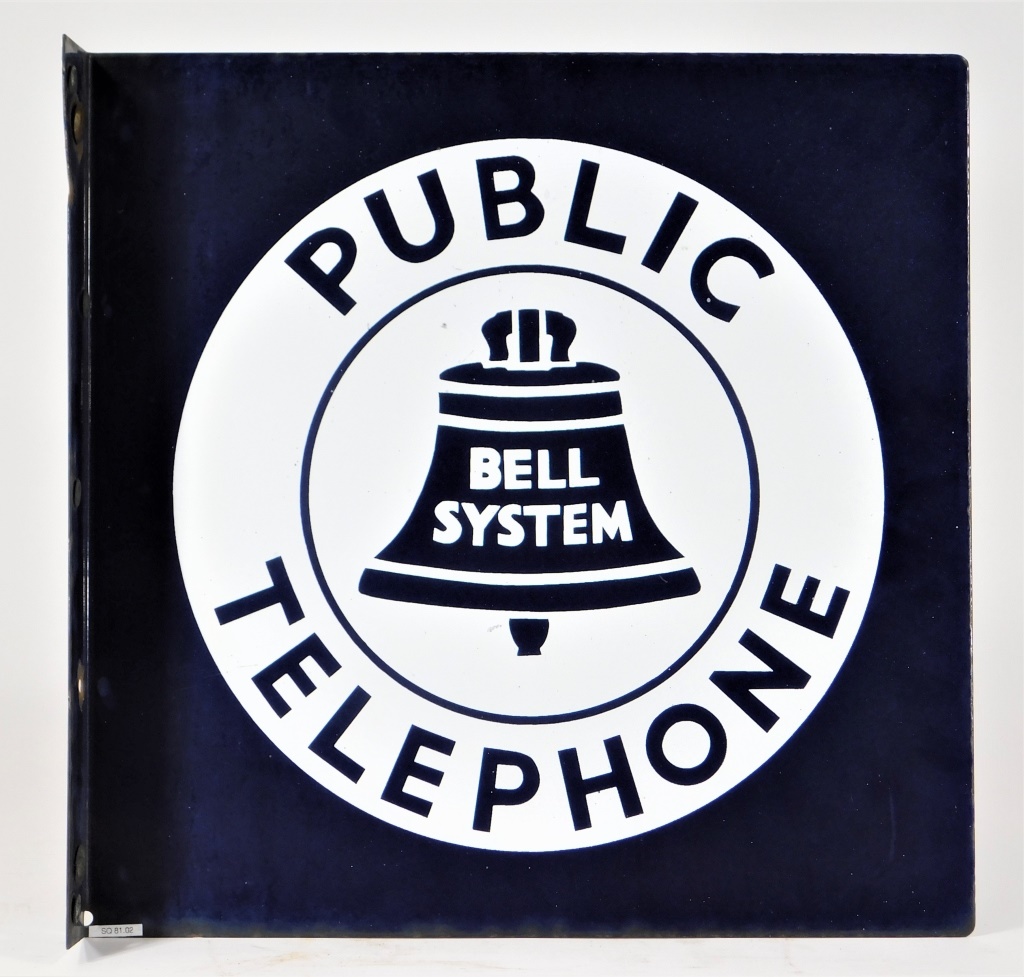 Appraisal: BELL SYSTEM PUBLIC TELEPHONE DSP PORCELAIN SIGN United States Early