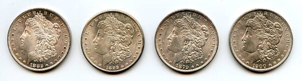 Appraisal: Morgan Dollars -O -O A well matched superior quartet of