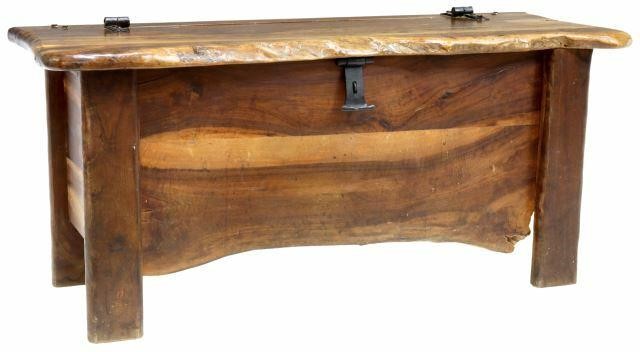 Appraisal: Rustic French olive wood storage trunk coffer th c live