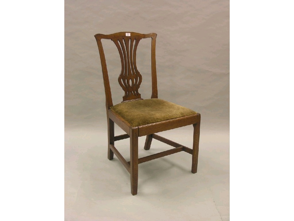 Appraisal: A Chippendale period mahogany dining chair with pierced vase splat