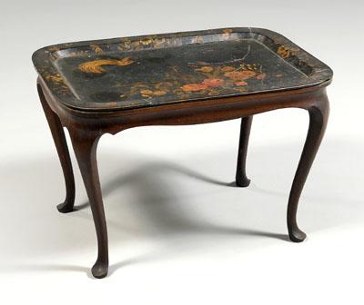 Appraisal: Papier mache tray table large rectangular tray with floral fountain