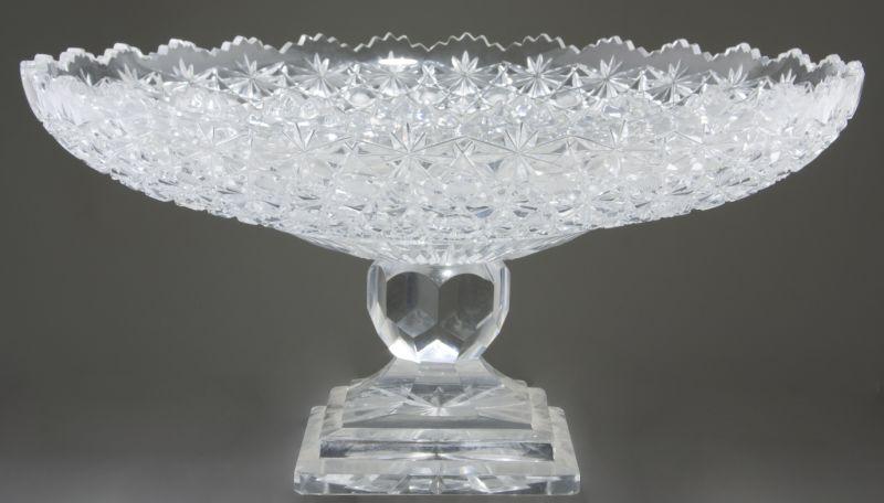 Appraisal: Cut Glass Compote beautiful button and daisy style cut decoration