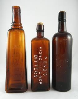 Appraisal: Amber bitters bottles Bitters- Amber- square tapering from neck to