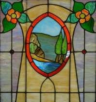 Appraisal: Arts and Crafts Transitional Leaded Glass Window American circa early