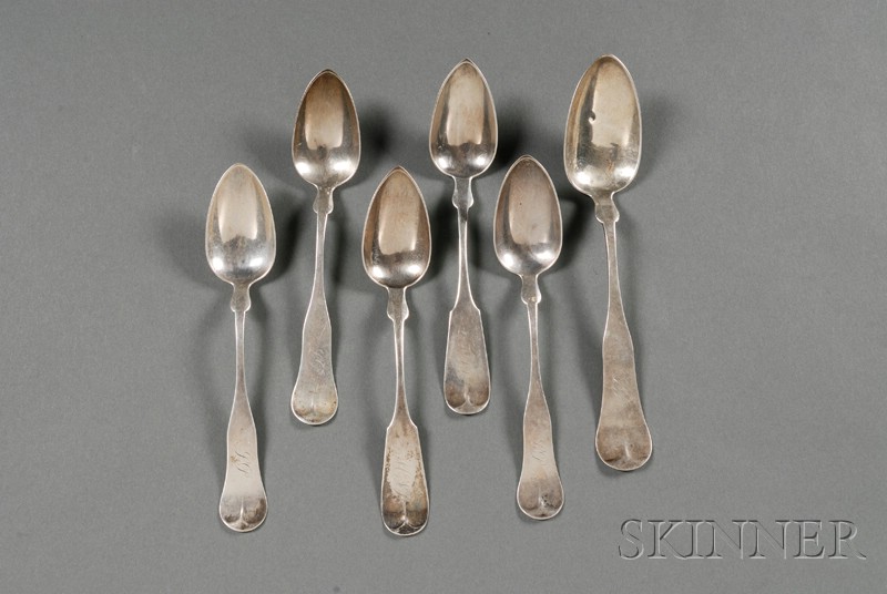 Appraisal: Six Coin Silver Spoons America early th century three tablespoons