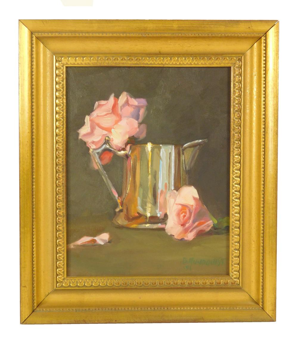 Appraisal: Beth Rundquist American b Roses and Pitcher oil on canvas