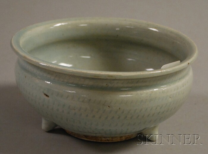 Appraisal: Celadon Glazed Ceramic Footed Bowl ht dia in