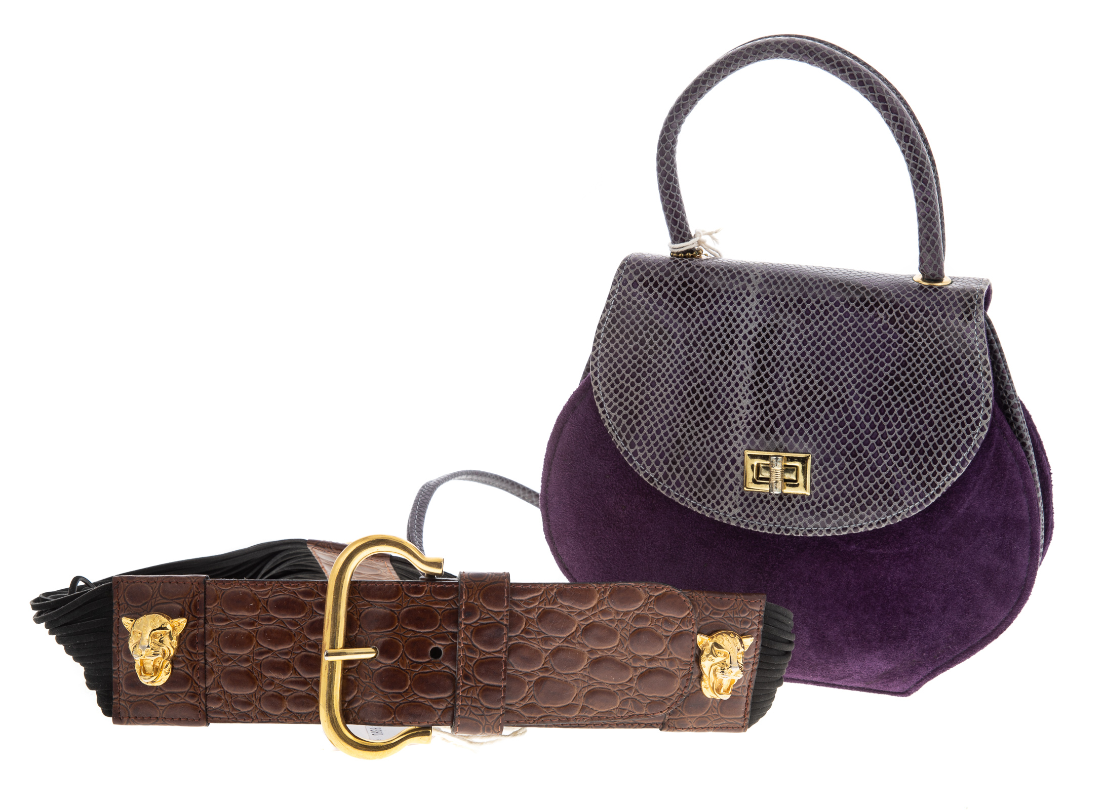 Appraisal: VINTAGE ESCADA LEATHER AND SUEDE BELT size Together with purple