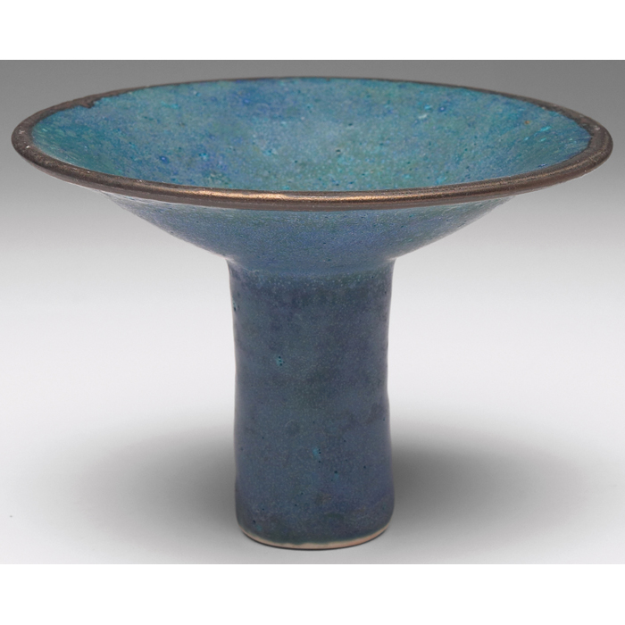 Appraisal: English Art Pottery compote flaring shape under a blue and