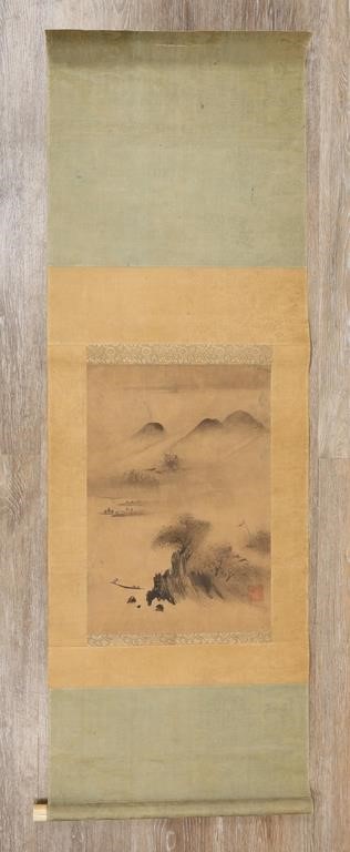 Appraisal: After Soami Japanese - ink on hanging silk scroll Painted