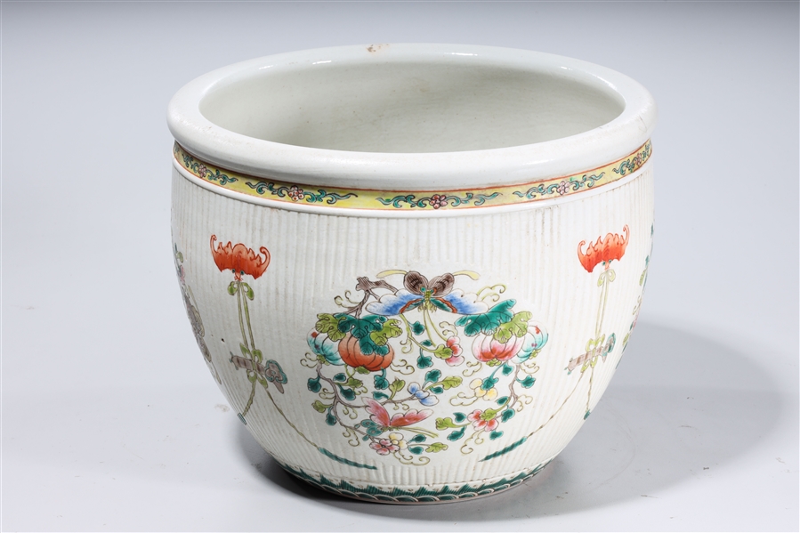 Appraisal: Chinese enameled porcelain jardiniere with flower and butterfly decoration Qianlong