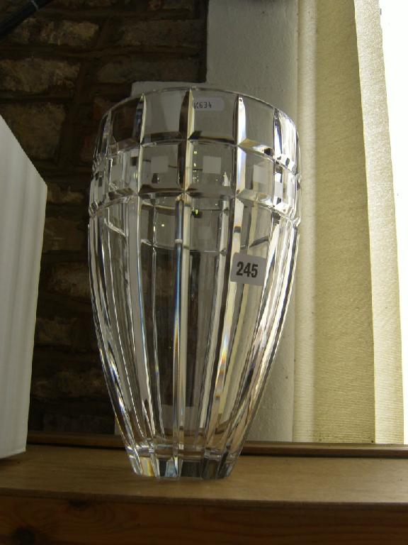 Appraisal: A heavy Waterford crystal vase of fluted form with square