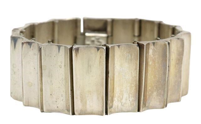 Appraisal: Modernist sterling silver bracelet Taxco Mexico seventeen articulated links box