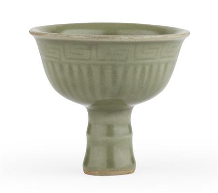 Appraisal: CHINESE CELADON STEM CUP PROBABLY LATE YUAN EARLY MING with