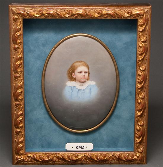 Appraisal: KPM painted porcelain plaque of a child impressed KPM mark