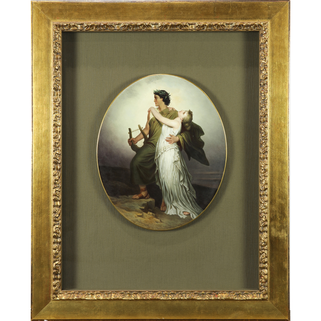 Appraisal: A CONTINENTAL PORCELAIN PLAQUE OF ORPHEUS AND EURYDICE A Continental