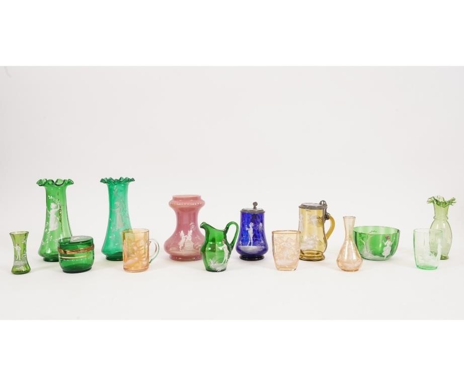 Appraisal: Fourteen pieces of Mary Gregory glassware late th c to