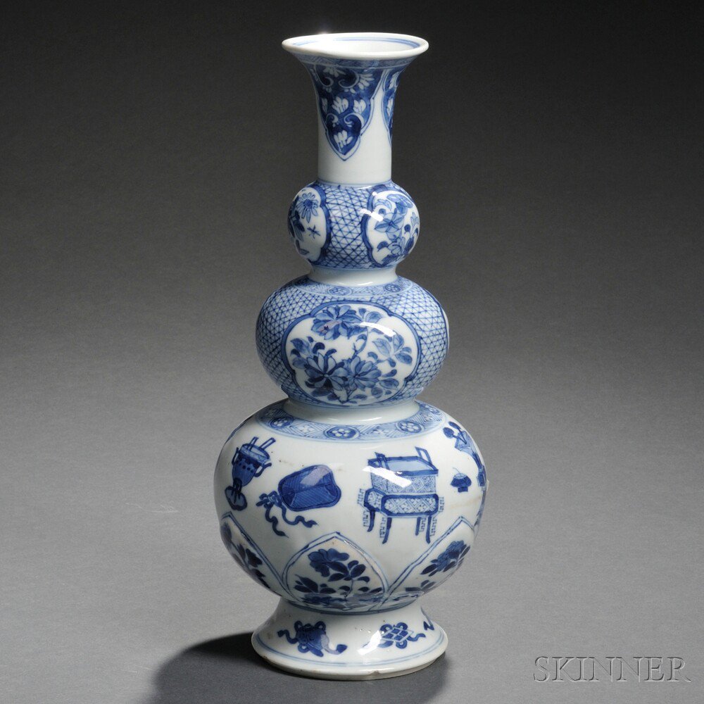 Appraisal: Blue and White Vase China Qing Dynasty the triple gourd