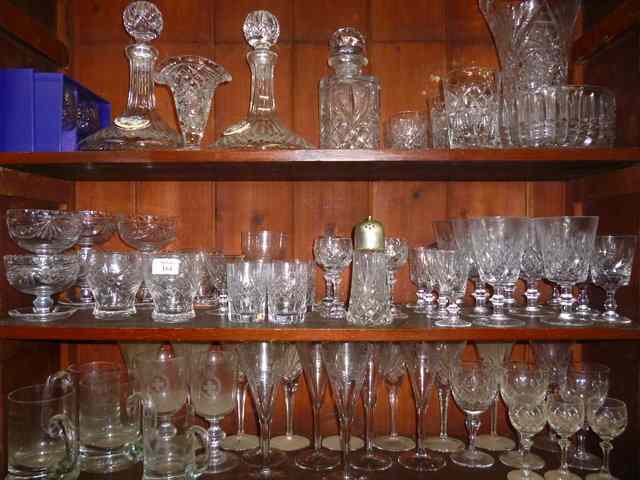 Appraisal: A QUANTITY OF VARIOUS CUT GLASSWARE to include two ships