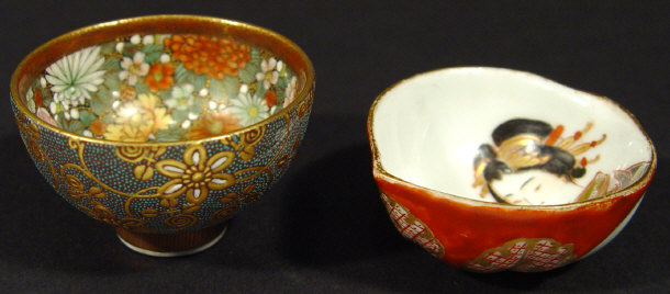 Appraisal: Miniature Japanese Satsuma bowl profusely painted with flowers onto a