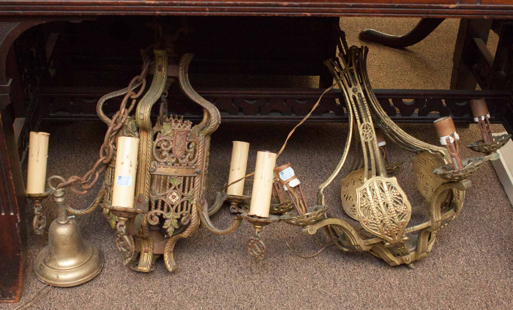 Appraisal: Two ornate hanging light fixtures