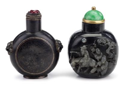 Appraisal: Chinese silver inlaid bronze snuff bottle Qing dynasty