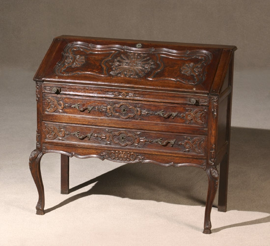 Appraisal: Louis XV Style Provincial Fumed Oak Bureau de Dame Circa