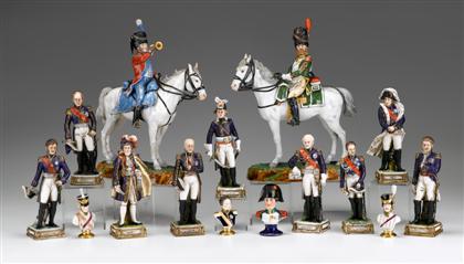 Appraisal: Group of German porcelain Napoleonic figures various makers Comprising two