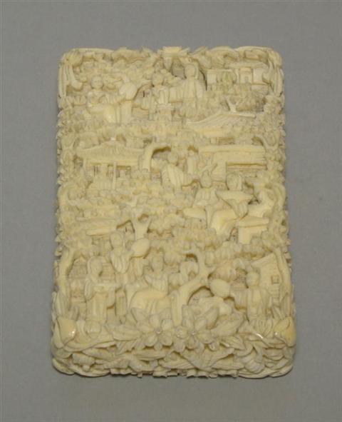 Appraisal: CHINESE EXPORT IVORY CARD CASE Circa the rectangular case deeply