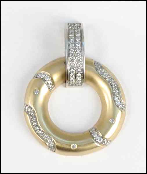 Appraisal: KARAT YELLOW AND WHITE GOLD AND DIAMOND PENDANT Stamped Sonia