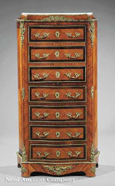 Appraisal: A Louis XVI-Style Gilt Bronze-Mounted Kingwood and Marquetry S cr