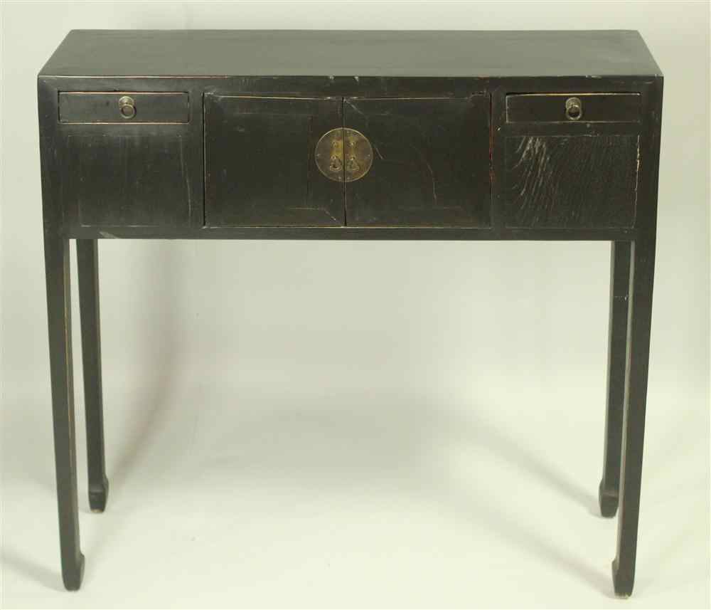 Appraisal: CHINESE STYLE BLACK SIDE TABLE having a rectangular top over