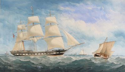 Appraisal: Circle of William Frederick Mitchell Tea clippers off the coast