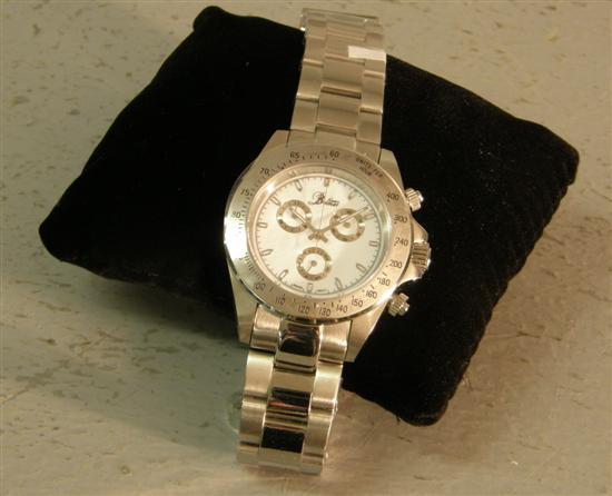 Appraisal: Gentlemans Belmar wristwatch with white dial three subsidiary dials on