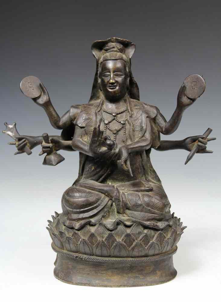 Appraisal: CHINESE BRONZE DEITY - th c Chinese Bronze Figure of