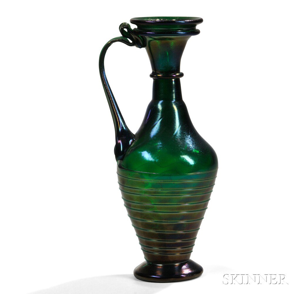 Appraisal: Thomas Webb Bronze Glass Ewer Art glass United Kingdom c