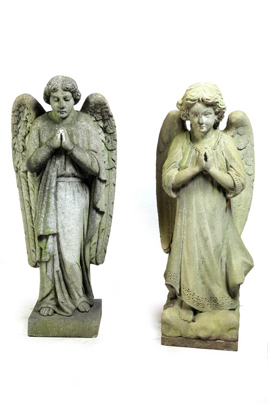 Appraisal: TWO STONE ANGELS American or European th century Similar standing