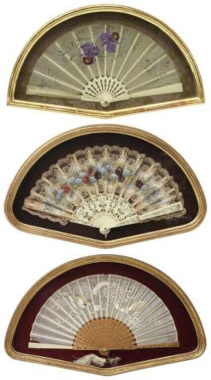 Appraisal: lot of Lady's folding fans each housed in a shaped