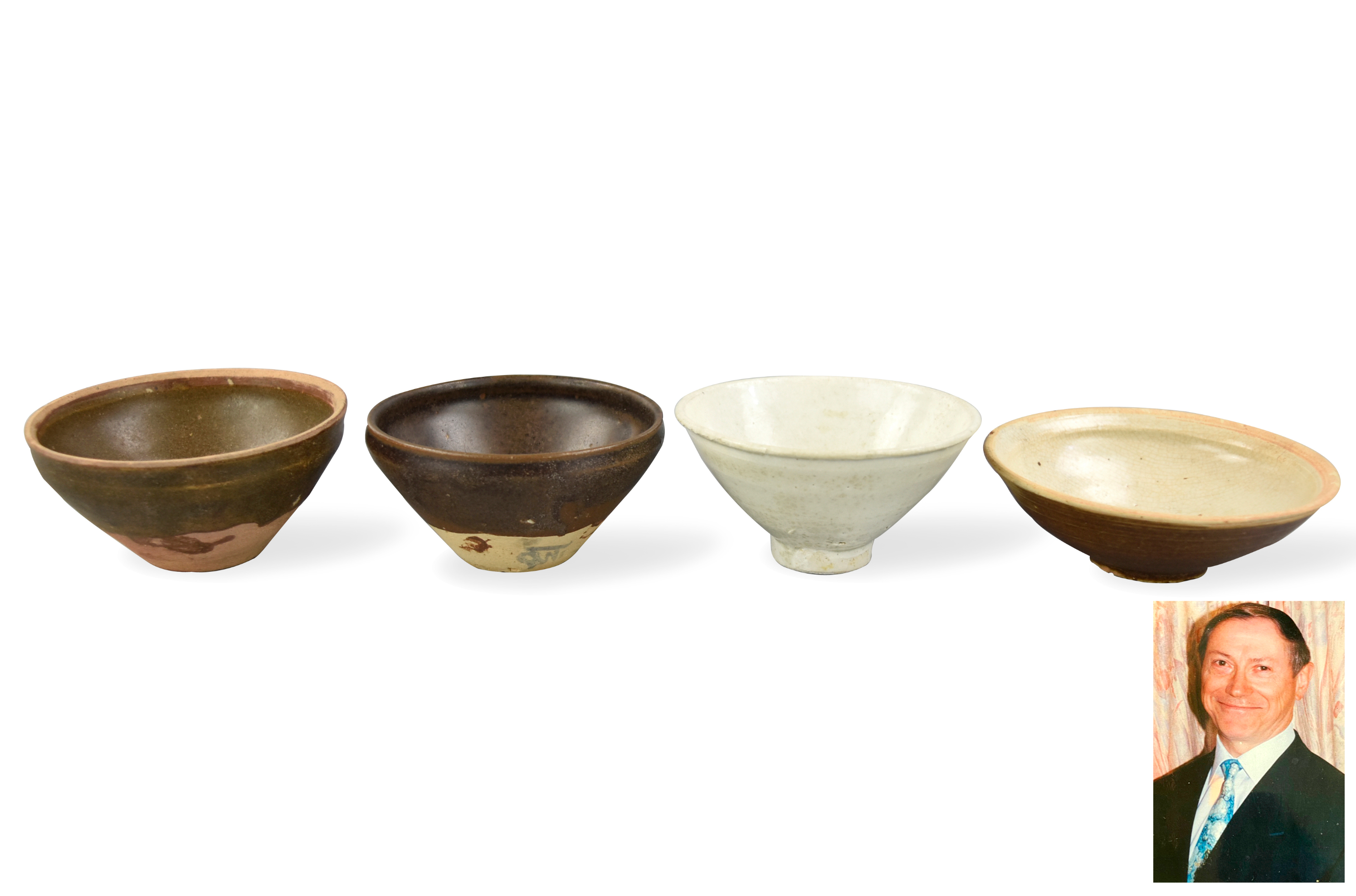 Appraisal: Chinese Song Dynasty three bowls potted with deep rounded sides