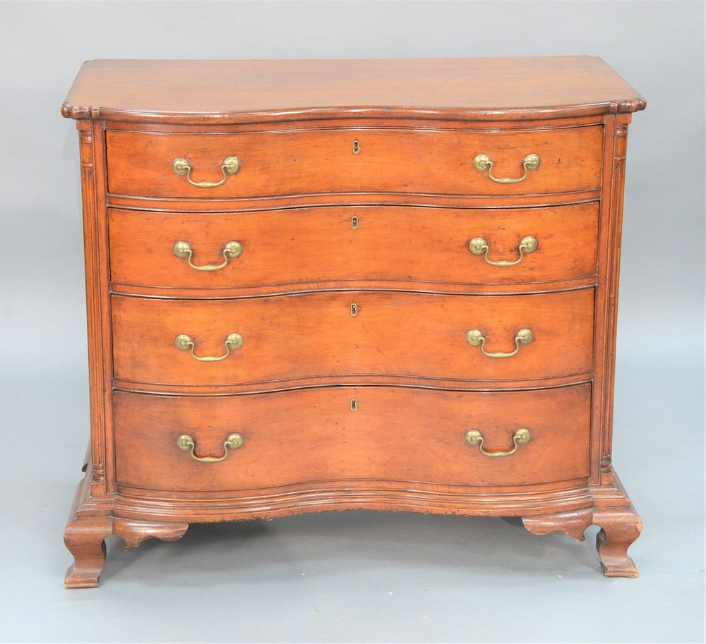 Appraisal: Chippendale Cherry Reverse Serpentine Front Chest having reverse serpentine top