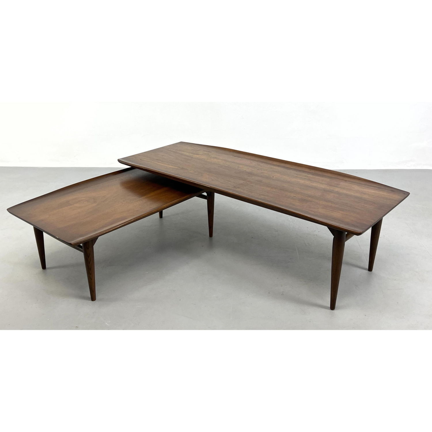 Appraisal: American Modern Bi Level Coffee Tables Adjustable Rolled sides Switchblade