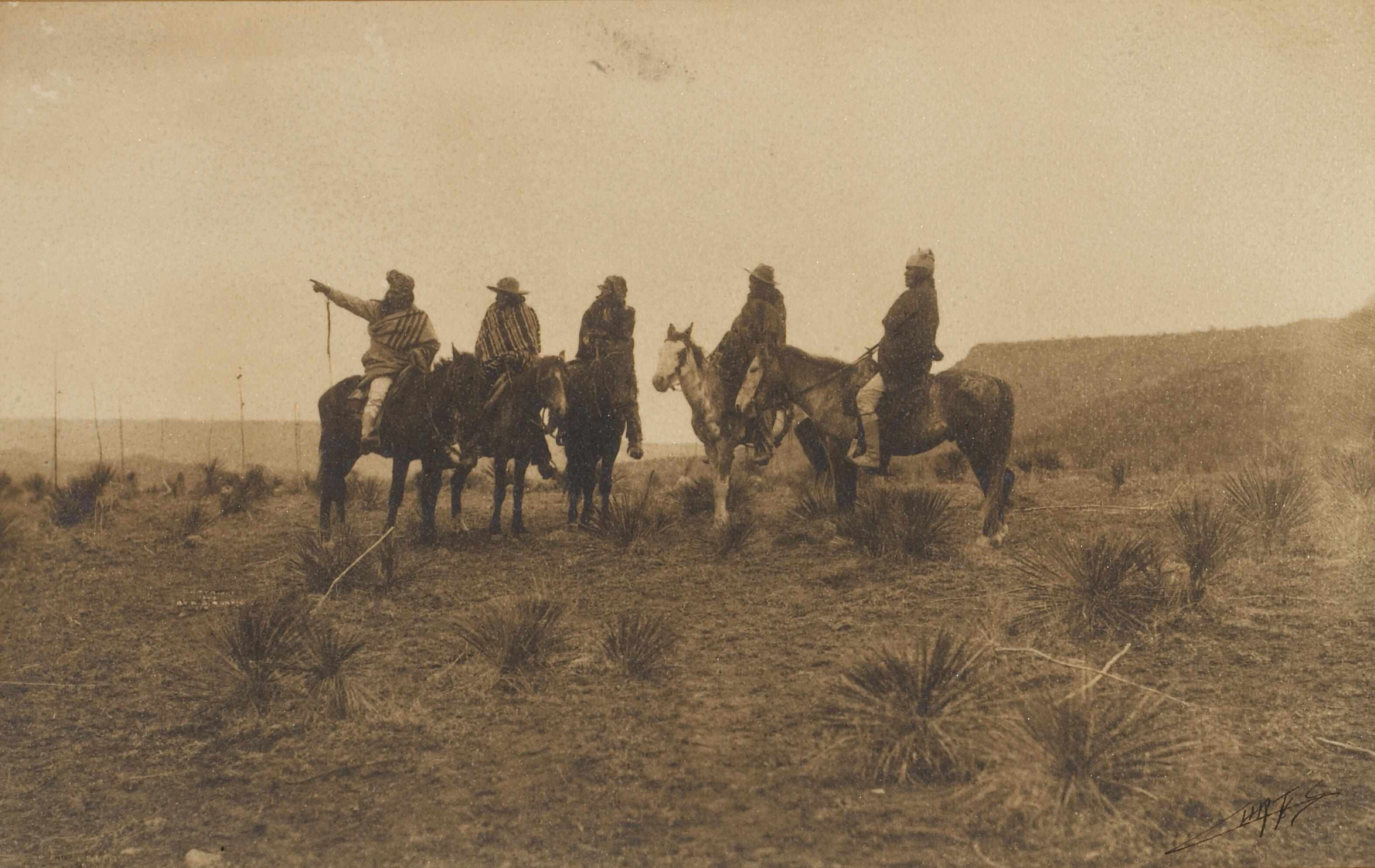 Appraisal: Edward S Curtis American - The Lost Trail Apache Toned-gelatin