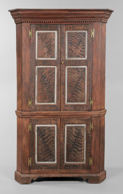 Appraisal: Fine Southern Grain-Painted Corner Cupboard attributed to Old Franklin County