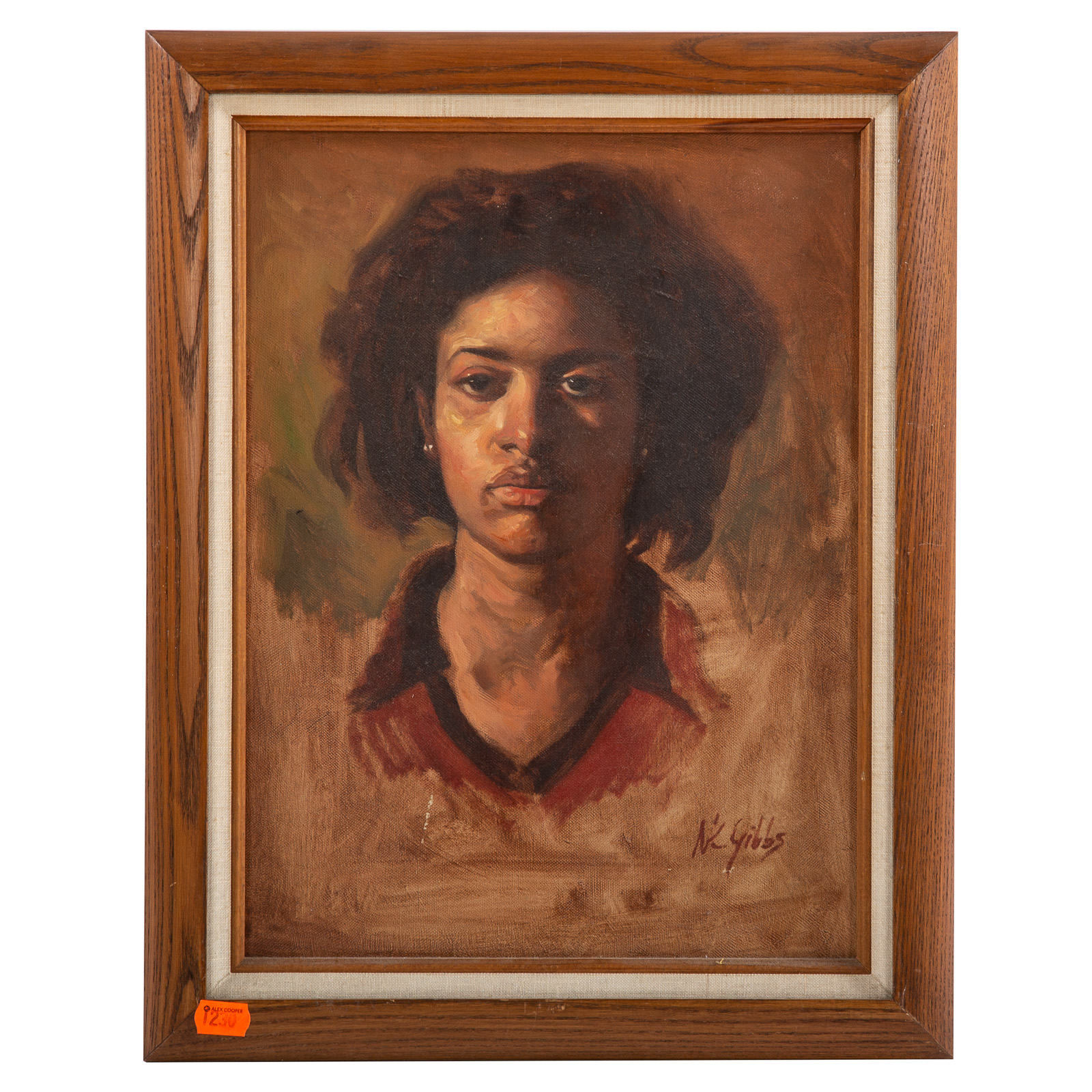 Appraisal: NATHANIEL K GIBBS PORTRAIT OF WOMAN OIL American - Oil