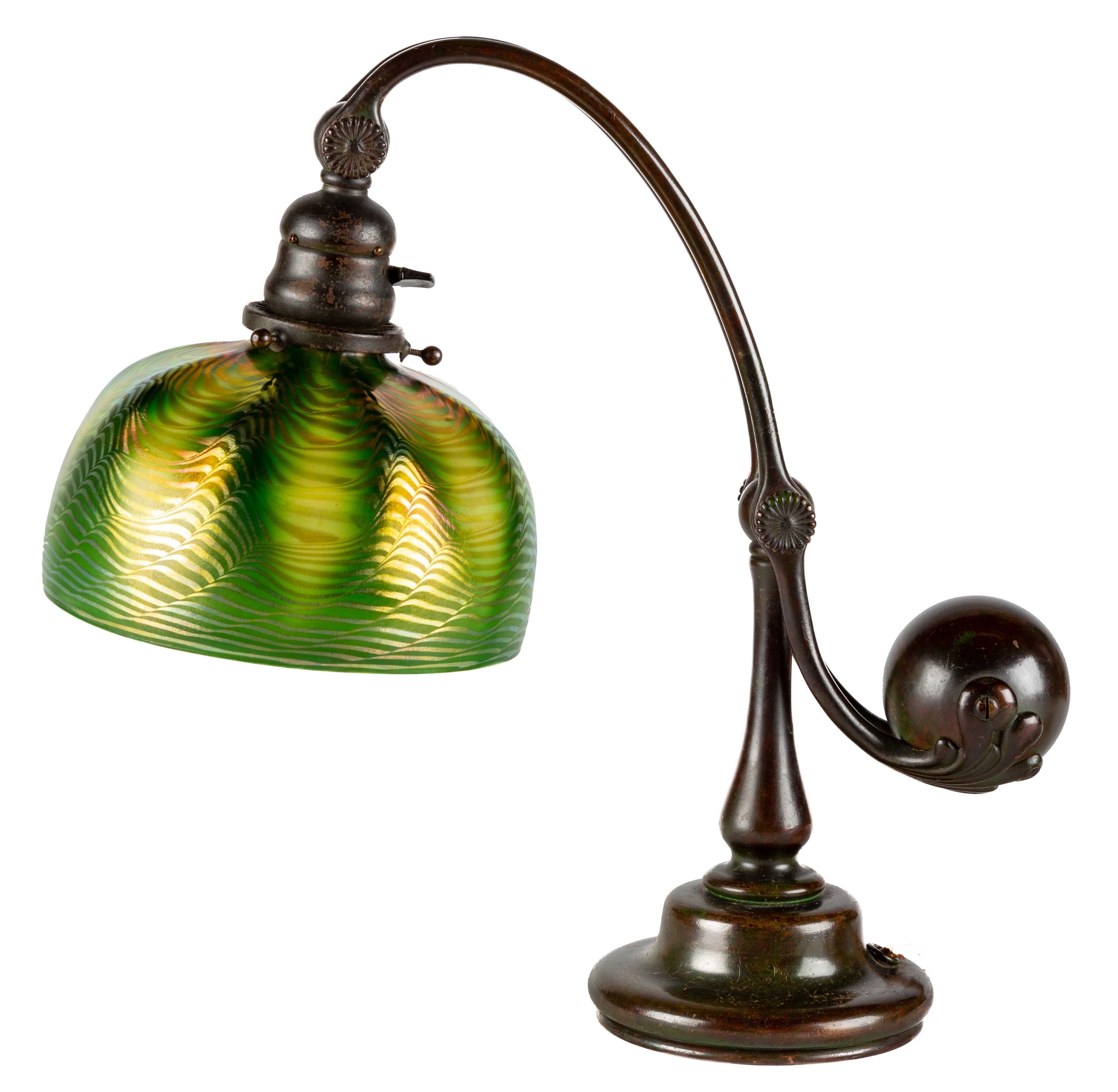 Appraisal: TIFFANY STUDIOS NY DAMASCENE COUNTER BALANCE LAMP Early th century