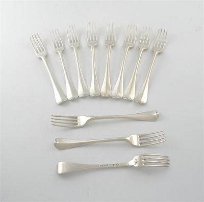 Appraisal: A set of eleven late th century Dutch tableforks Hanoverian